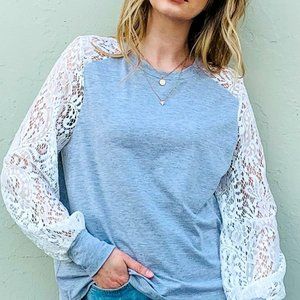 And the Why Lace Raglan Sleeve Top